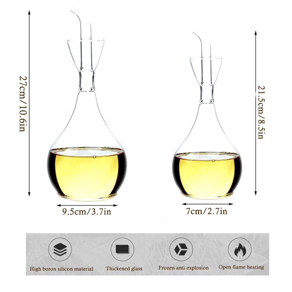 Botella de Vidrio dispensador de Aceite y vinagre, Dispensador de Aceite y vinagre de Vidrio borosilicato antigoteo (400 ml y 850 ml)(400ML)
