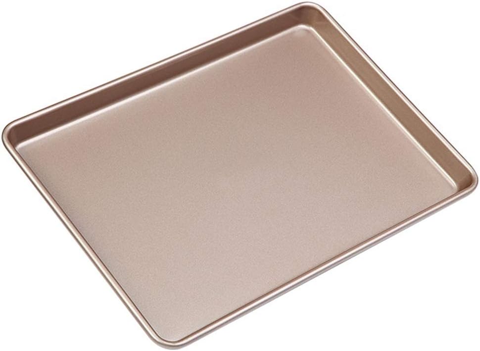 Bakeware, Home Oven Tray Non Stick Carbon Steel Cake Roll Muffin Baking Baking Dish (Color : Gold, Size : 39.6×27×2.2cm)