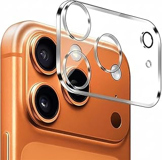 واقي عدسة الكاميرا لموبايل ايفون 17 برو ماكس، زجاج مقسى، تغطية كاملة، حماية من السقوط