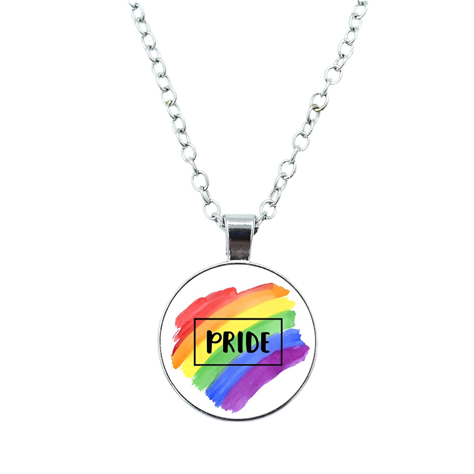 Collier trans en argent sterling avec pendentif LGBT en verre de haute qualité
