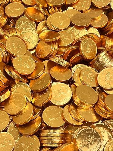 50 Milk Chocolate Gold Foil Large Coins - Made in Italy - Perfect for Birthday Christmas Easter Halloween Kids Party Sharing Bulk Pack Classic Retro Treats - by GARDEN GLAZE