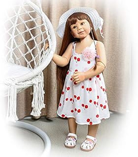 34inch87cm Reborn Toddler Dolls,Huge Baby Full Body Hard Vinyl Girl Realistic Anatomically Correct+ Long Hair Age 2 Dress Model Collectible Great Qualtity (1)