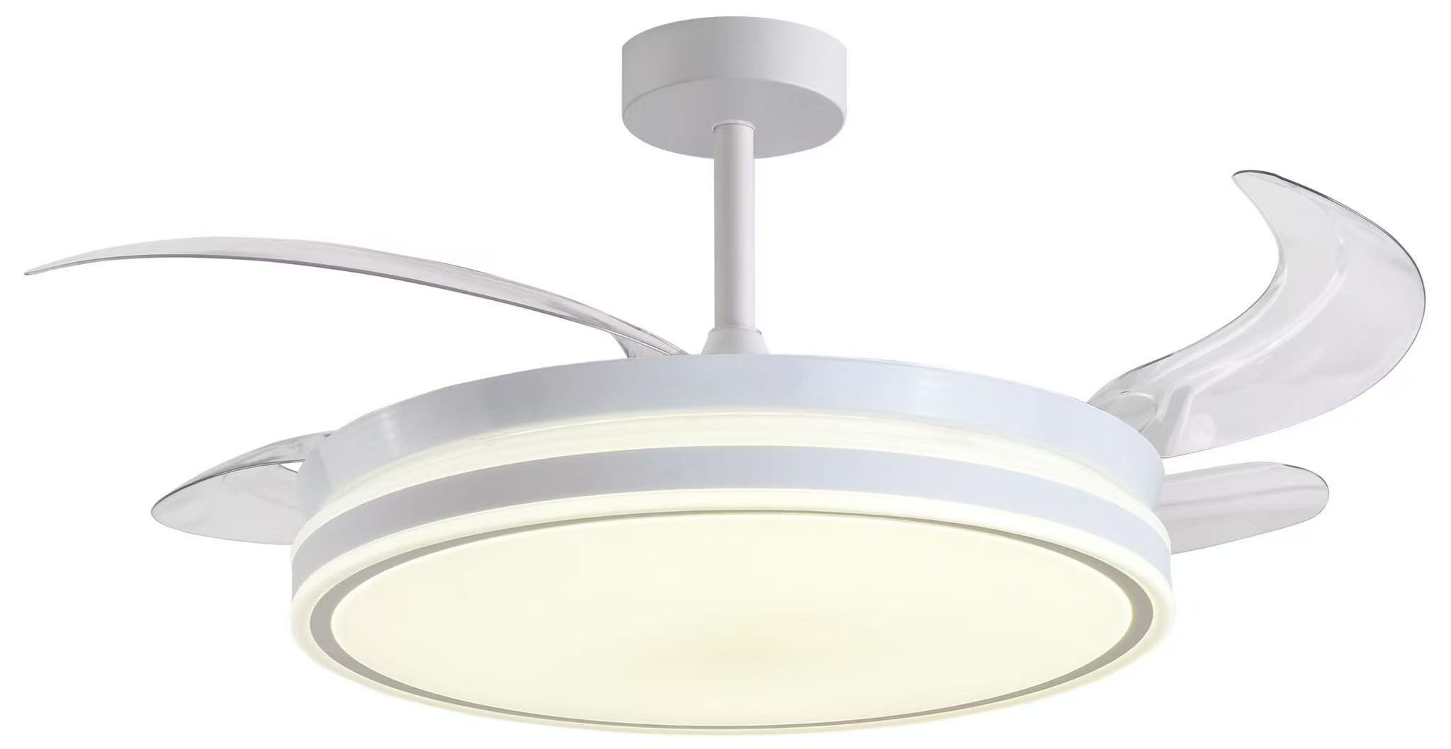 BEL AIR HOME - Ventilador de Techo con Aspas Retráctiles, Motor DC Silencioso, Luz LED 36W 3 Temperaturas de Color, Mando a Distancia, Modo Invierno, Diseño Moderno (BLANCO)