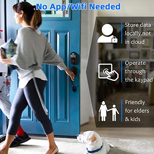 Revolo Keyless Entry Keypad Door Lock, Electronic Deadbolt Keyed Entry Lock With Handle For Front Door, Auto Lock, Anti-Peeking Password, Black #TOP2