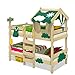 WICKEY Letto a castello CrAzY Daisy Letto per bambini con tetto, finestra, scaletta di risalita e rete a doghe, telone verde
