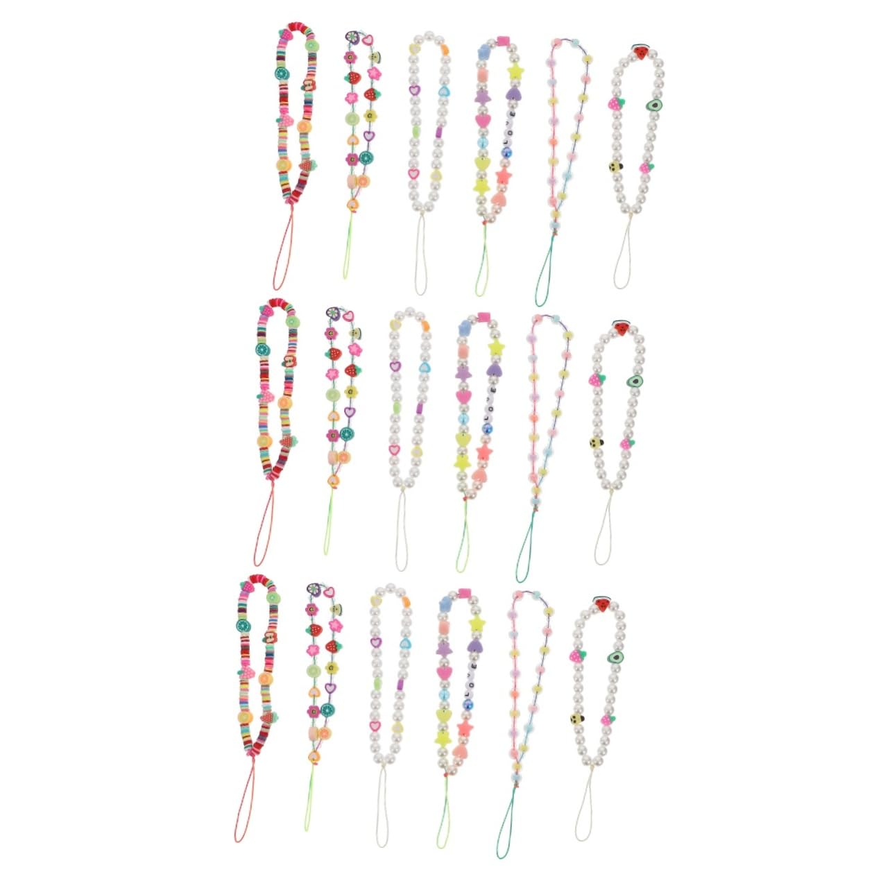 HOMSFOU Teléfono Móvil Con Cuentas De Colores Encanto Pequeño Cordón Billetera Portamovil Sujeta Moviles Cadena De Teléfono Desmontable Cuentas Colgando Cuerda Resina