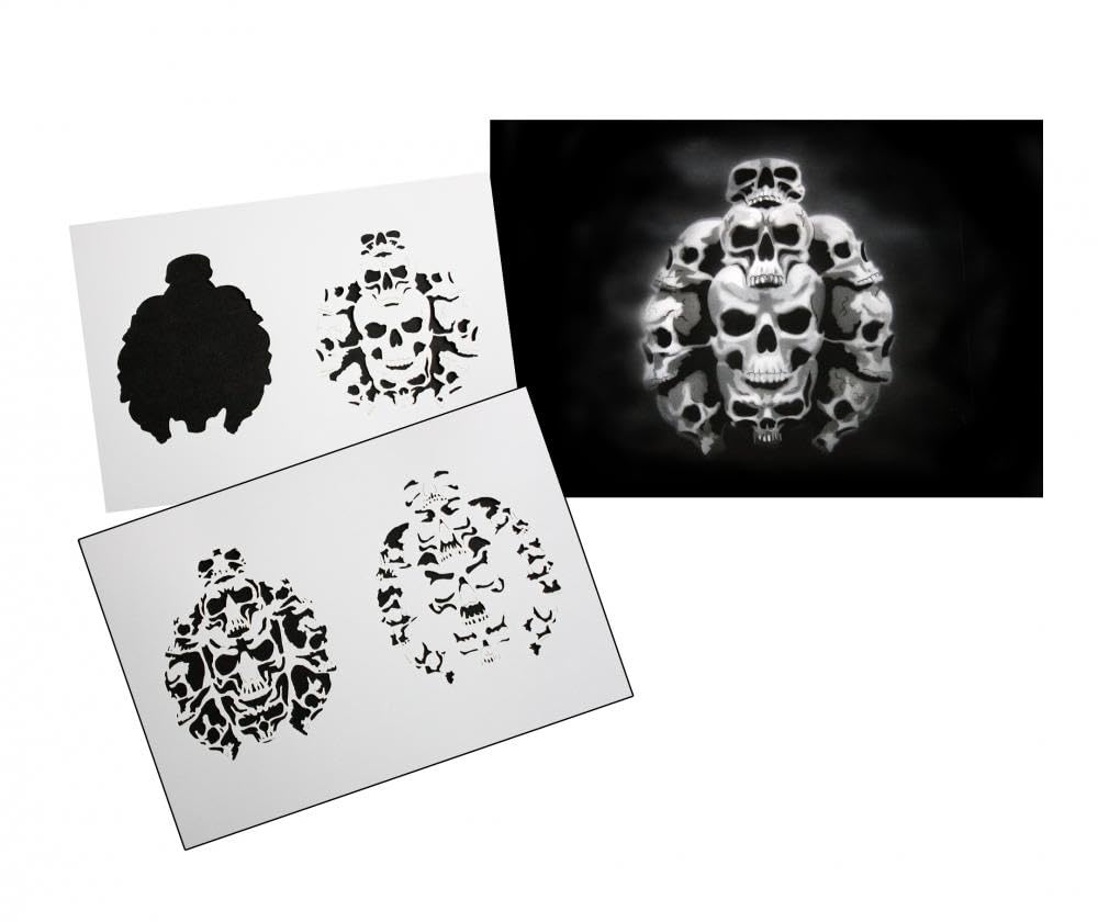 AS-112 Skull ball Airbrushschablone Step by Step Grösse XL