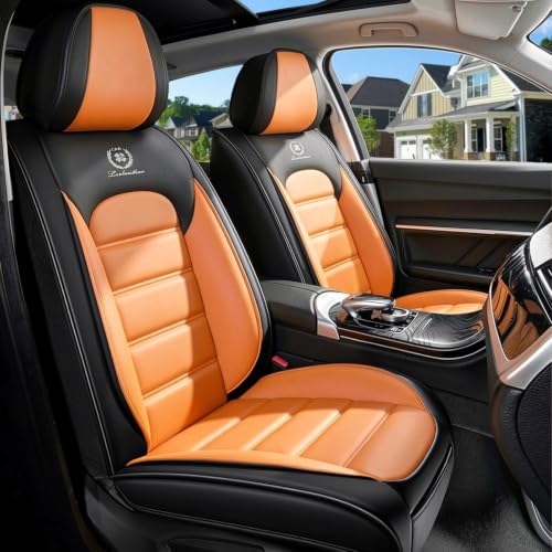 Image of Leather Front Seat Covers for Toyota Camry 2015-2026, Black-Orange