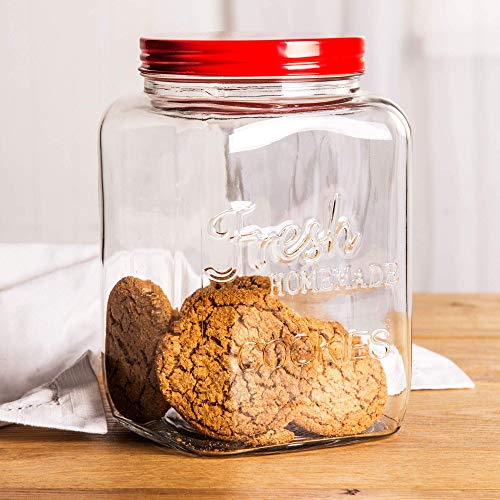 Home Essentials 1375-HE Glass Cookie Jar, Red