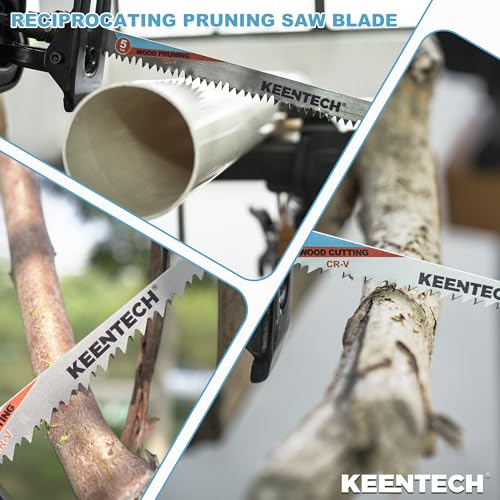 KEENTECH 9 Inch Cr-V Reciprocating Saw Blade 5-Pack for Wood Cutting and Tree Pruning, 5 TPI Fleam Ground Teeth, Compatible with Milwaukee Sawzall and Other Reciprocating Saws