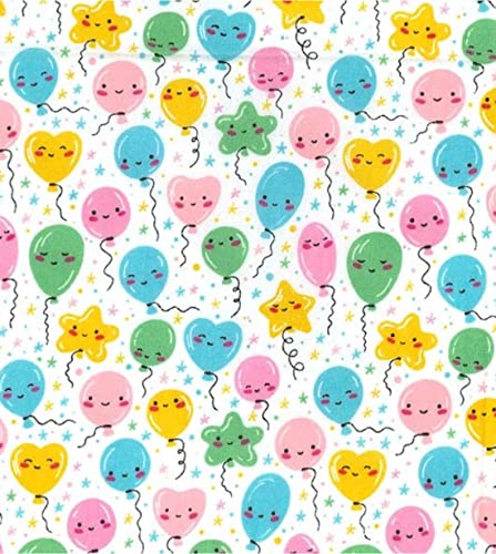 Tissu en polycoton Ballons Happy pour réussir la décoration d'un anniversaire