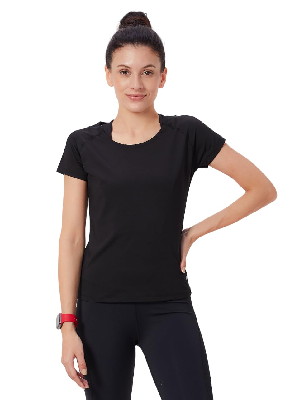 SEEQ Nylon Spandex The Perfect Mesh Mash Top | T-Shirt for Gym, Sports, Yoga, Workout