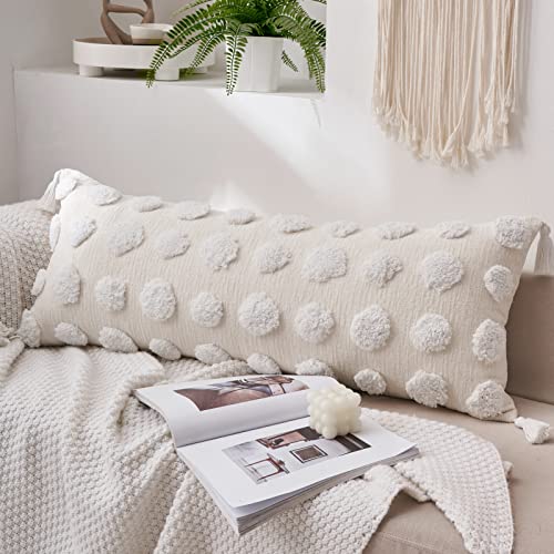 Bohoyumi Boho Long Lumbar Pillow Cover 14X36Inch, Soft Chenille Decorative Throw Pillow Cover With Dotted Tufted Design, Bohemian Textured Body Pillow Cover For Bed Sofa Living Room  thumb #1
