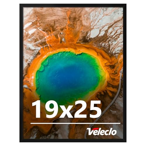 Veleclo 19x25 Picture Frame for Wall Display 19x25 Black Picture Frame with Shatter Resistant Plexiglass Stable and Sturdy 19 x 25 Poster Frame for Wall Display Handpicked Gift Collection 1 Pack