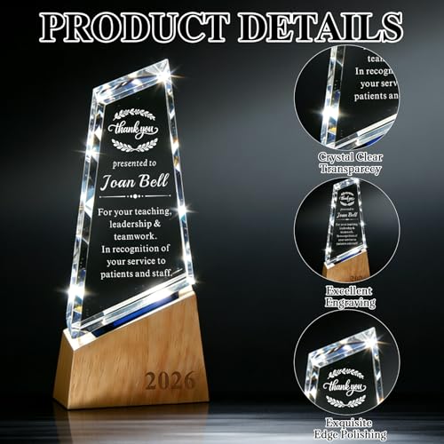 Image of Custom Crystal Award Trophy, Personalized Trophy with Company Logo & Text