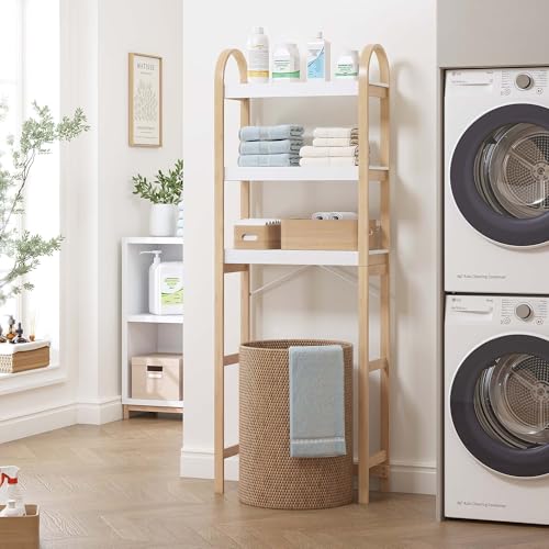 Spirich Over The Toilet Storage Shelf, 3-Tier Over Toilet Bathroom Organizer, Space-Saving Above Toilet Storage Shelf Rack with Bamboo Frame - Image 5