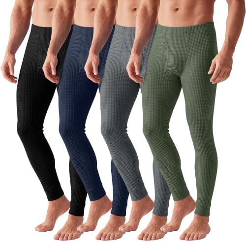 Baggyfly 4 Pack Men's Waffle Thermal Underwear, 4-Color, Medium