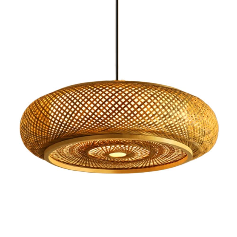 Lanterna Vintage in bambù Intrecciato, Cestino in Rattan, Lampada a Sospensione, lampadario Regolabile in Altezza, tavolino, Sala da tè, Ristorante, 60 cm