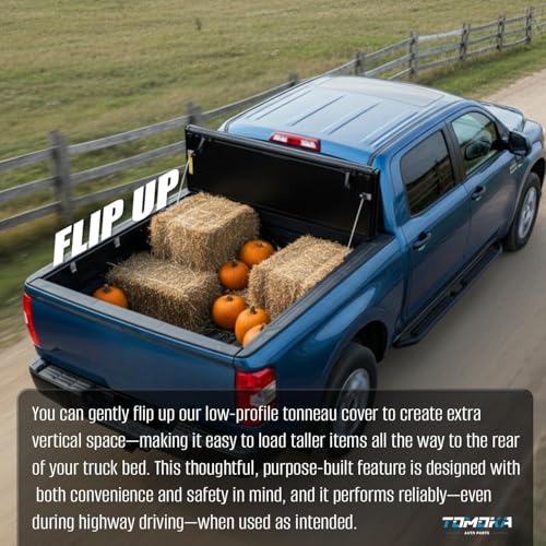 Image of TOMOKA 6ft Standard Bed Low-Profile Flip-Up Hard Tri-Fold Tonneau Cover for 2019-2023 Ford Ranger 6ft Bed