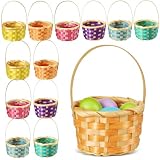 Remerry 12 Pcs Mini Woven Baskets Bulk with Handles, Colorful Small Woven Baskets for Crafts, Tiny Gift Basket for Party Favors, DIY Crafts, Spring Decor, Easter Egg Hunt