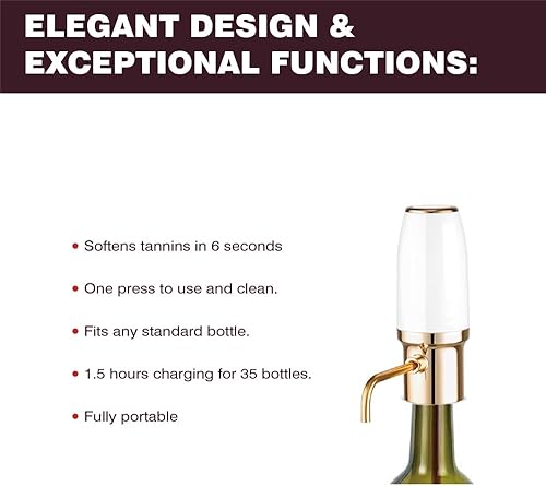 Miniatura 4 de Vertedor eléctrico aireador de vino, dispensador automático de aireador de vino, bomba de decantador de vino con tubo retráctil, dispensador de vino