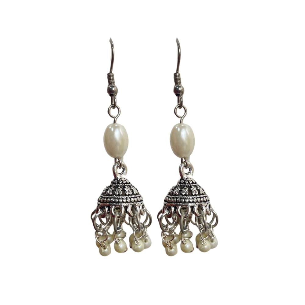 Oxidised Silver Jhumka Earrings with Silver Accents for Women and Girls | 1 pair | Handmade and Unique (B0DG2Y665D) Amazon Price History, Amazon Price Tracker