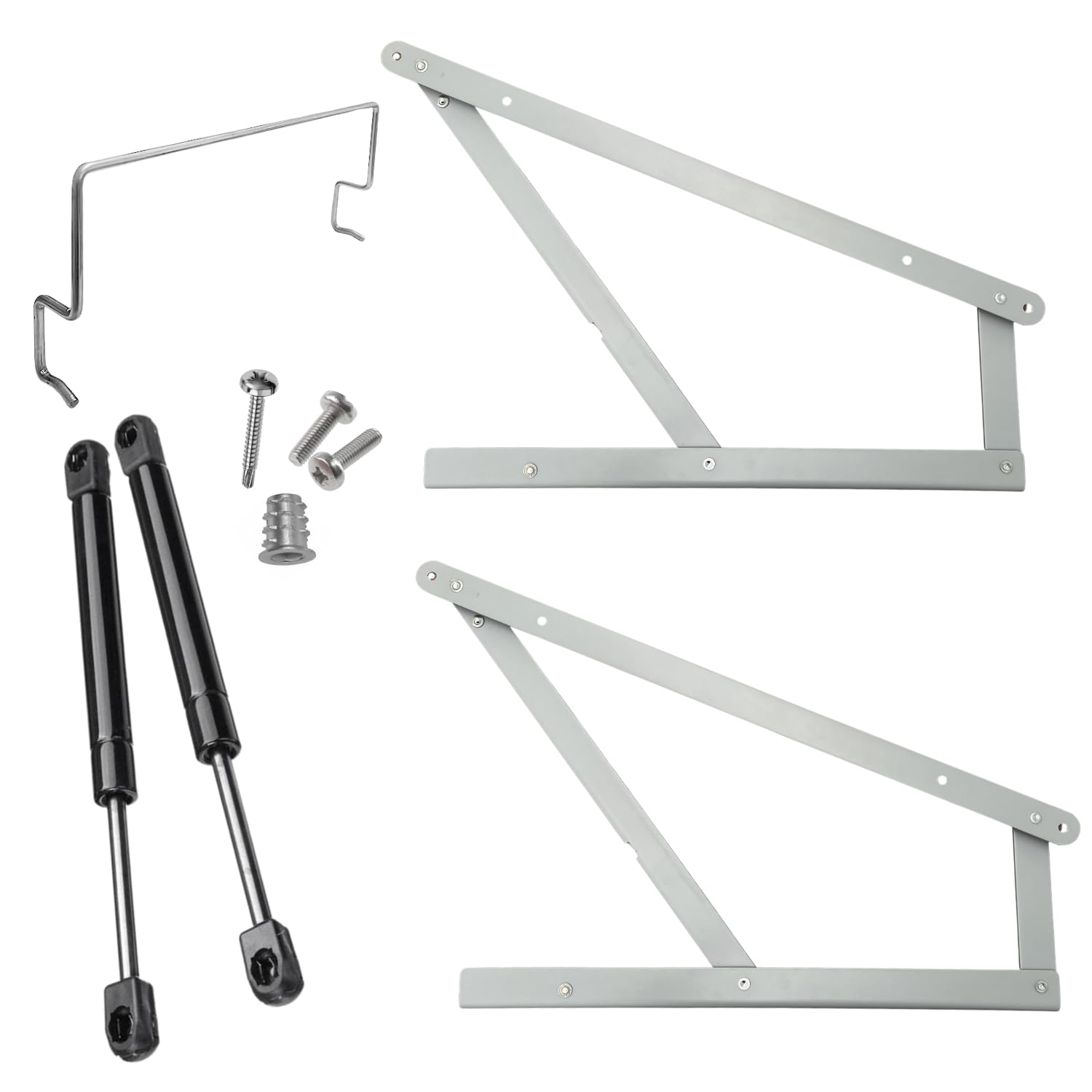 Perin KIT COMPLETO Sollevamento Letto per LETTO CONTENITORE. Trapezi + Pistoni a Gas + Ferma Materasso. (Letto Singolo - 1 Piazza)