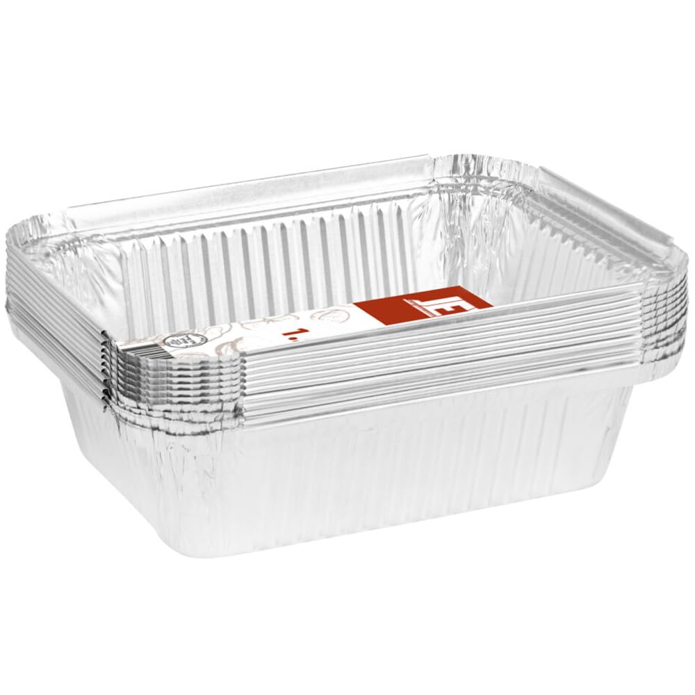 Bluesky Rectangle Aluminum Pans- Pack of 10 -Perfect for Baking Roasting Serving 1 5 lb Silver
