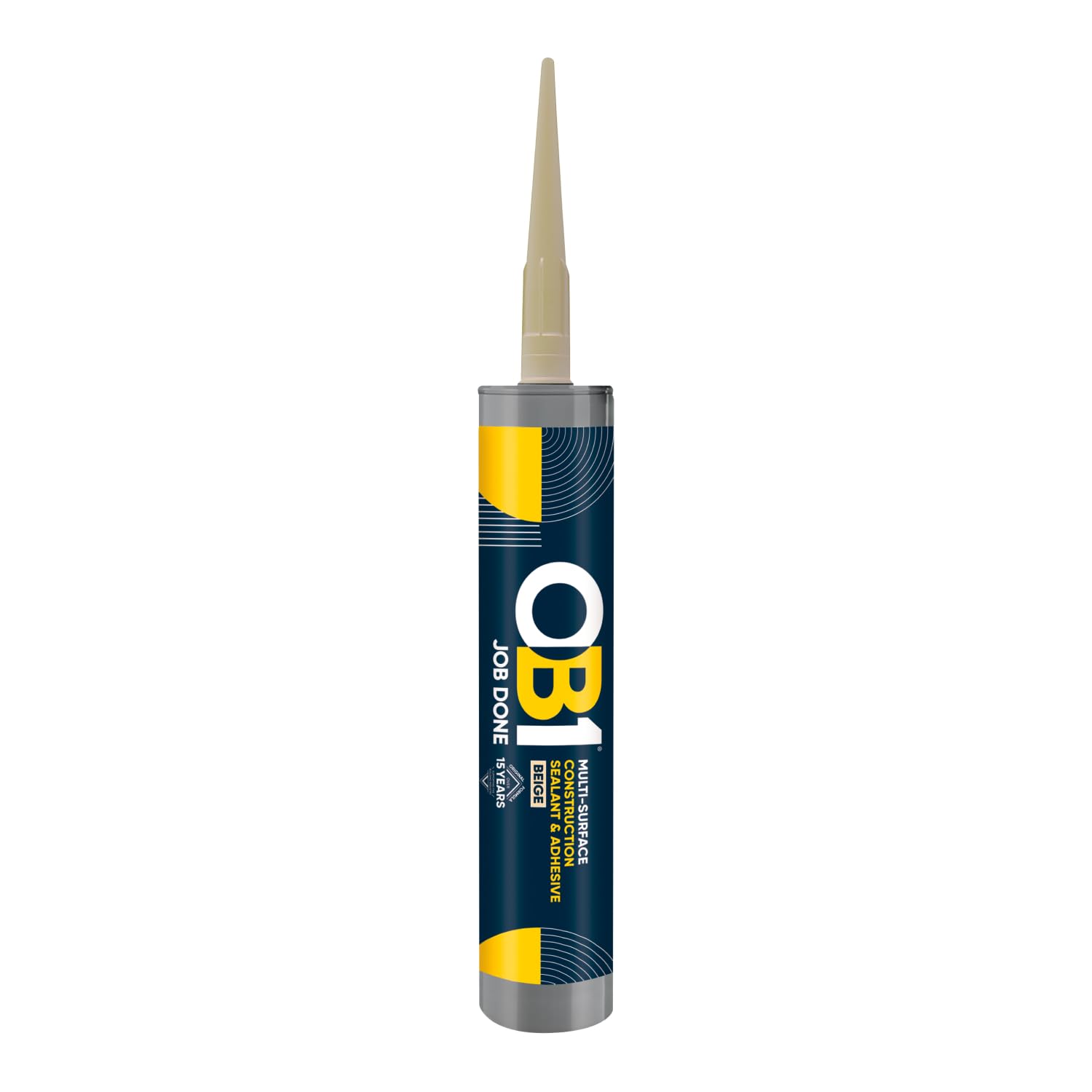 OB1Beige Multi-Surface Construction Sealant & Adhesive - Hybrid Technology - Excellent Chemical Resistance - Water Resistant - Weather Resistant - Food Safe - 290ml