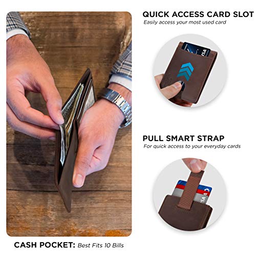 SERMAN BRANDS RFID Blocking Slim Bifold Genuine Leather Thin Minimalist Front Pocket Wallets for Men Billfold Wallet Men Gift3