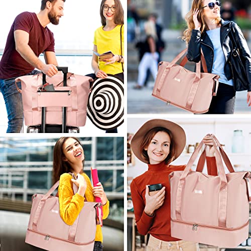 Sporttasche Faltbare Reisetasche mit Schuhfach und Nassfach, CS COSDDI Wasserabweisende Weekender Gym Travel Bag Handgepäck Tasche Trainingstasche für Damen Herren