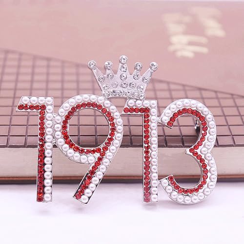 Image of Sparking Top Lady Crown Red And White Society Delta Sorority DST Brooch Pin Graduation Gifts Jewelry For Her