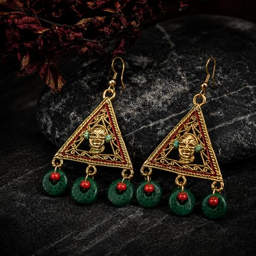 Image of Handcrafted Tribal & Dhokra Art Earrings Collection for Women - Royal Boho Statement Designs in Brass, Wooden, Beaded & Geometric Styles