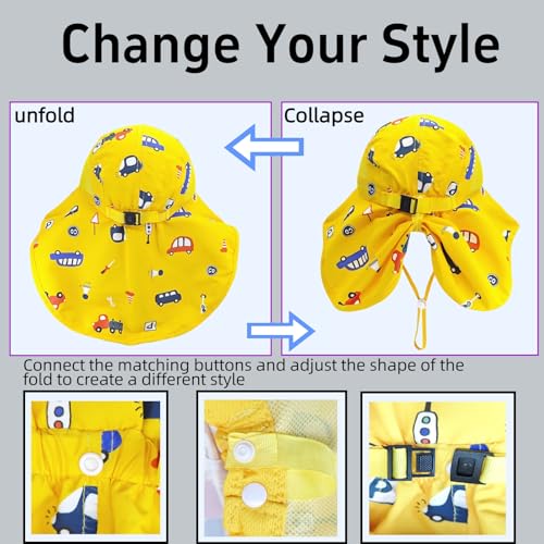 Kids Summer Sun Hat with Neck Flap - Lightweight Beach Hat for Boys & Girls, Beach & Outdoor Play (3-12 Years)3