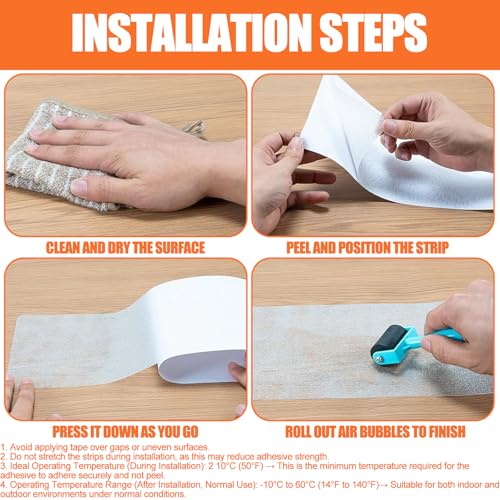 AXVRAV 18 Stück Treppenstufen Matten Transparent 10 x 60 cm, Wasserdicht Antirutschmatte Stufenmatten Selbstklebend, Anti Rutsch Treppen Streifen rutschfeste Klebeband für Holzstufen und Böden