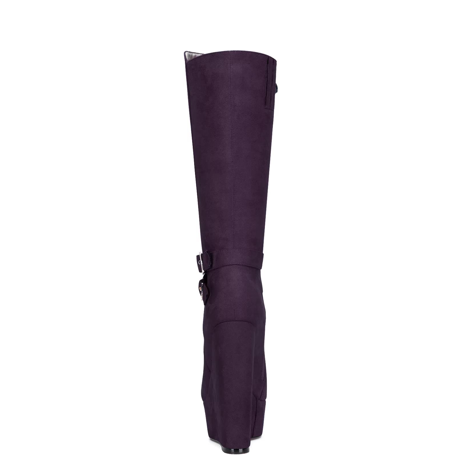 HEUIVZAR Donna Piattaforma Zeppa Alto High Tacco Heel Rotonda Punta Metà polpaccio Cerniera Feste Dress 15 CM Heels