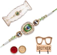 FINEMOE Rakhi Set for Brother, Designer & Traditional Handmade Thread Rakhi Bracelets with Beads, Skin-Friendly Multicolor Styles, Rakhi for Brother, Bhai & Men - Raksha Bandhan Gift