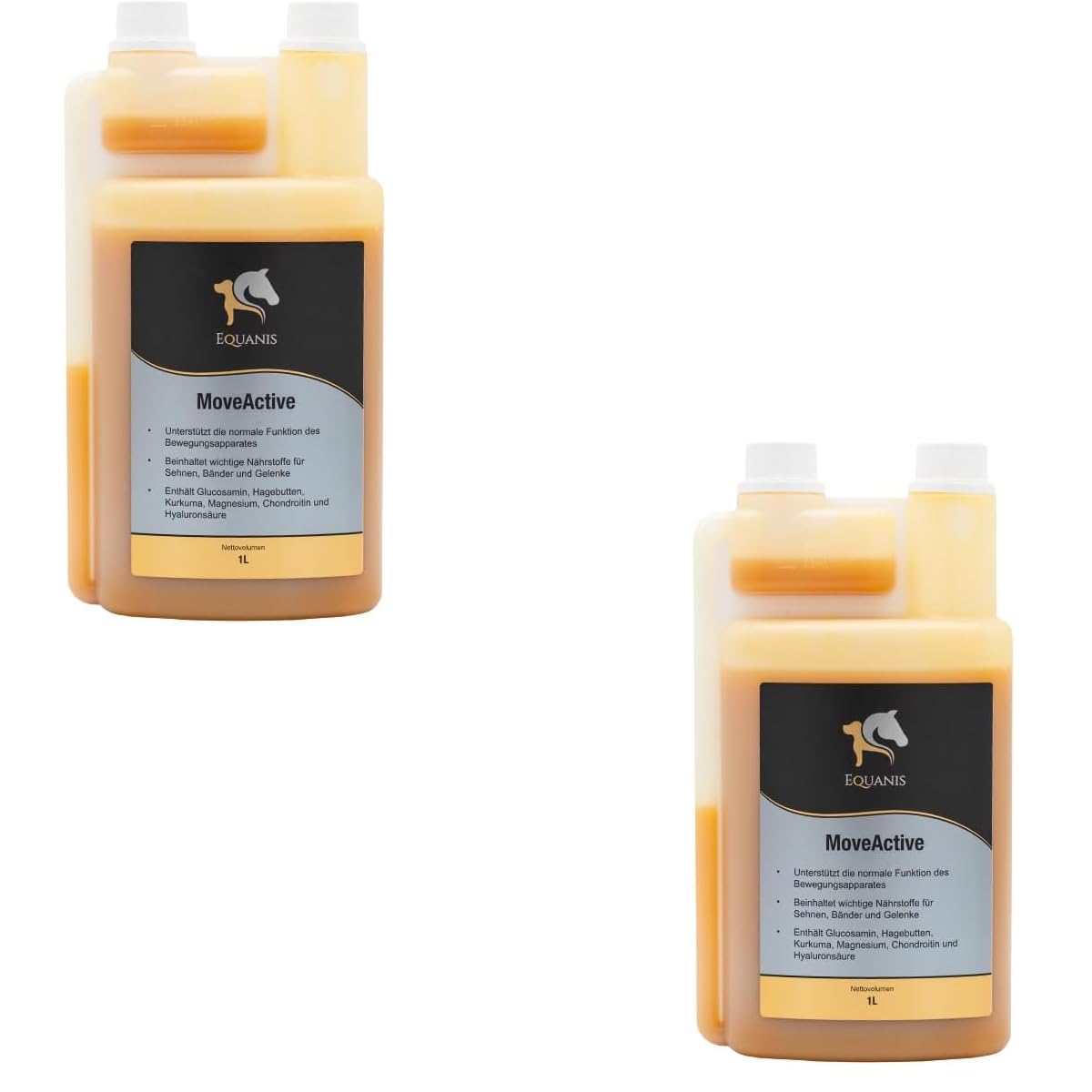 Equanis MoveActive | 2 x 1 L | Glucosamina líquida y MSM para caballos | El alimento complementario puede ayudar a reducir las molestias articulares en los caballos