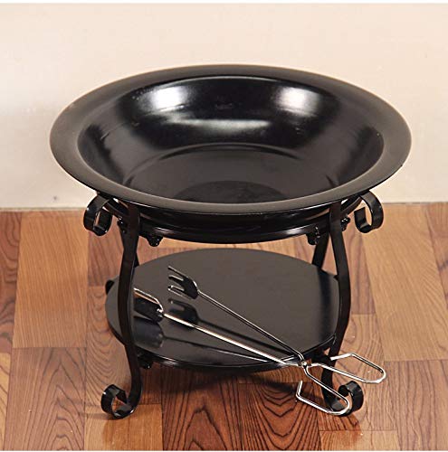 Outdoor Gusseisen Kohlenbecken, Runde Feuerstelle Edelstahl Mit Deckel, Camping Wildfire Pit Grill Kohlenbecken Holzkohle Terrassenheizung, Für