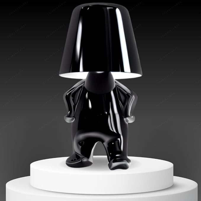 ThinkerLamps Black Thinker Lamp Desk Lamp Room Decor – Charging Desk Light Touch Lamp Home Decor Living Room – Dimmable Light Aluminum Alloy Cordless Lamp Cute Room Decor (Mr. Who)