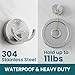 TAILI 304 Stainless Steel Bathroom Suction Hooks for Towel, Bathrobe, Loofah, Patented Strong Suction Cup Holder, No Damage Hanging Glass Shower Wall Hook, Double-Hook Sleek Design, 2 Pack, Silver