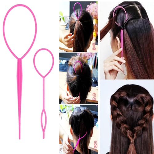 Aigee 8Pcs Hair Styling Combs Set Include 4Pcs Topsy Hair Tail Tools 2 Styles of Rat Tail Comb,1Pcs Bristle Teasing Slick Back hair Brush,1Pcs Edge Control Brush,Eyebrow Brush for Woman Girl Pink - Image 7