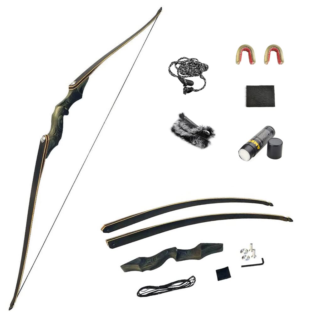 SHARROW 60 inch Archery Takedown Longbow Hunting Recurve Bow Traditional Handmade Wooden Riser Adult Long Bow 25-60lbs RH/LH Avaliable (35lbs, Left Hand)