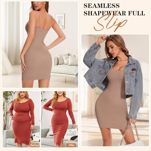 Image of Womens Shapewear Slips for Under Dresses Tummy Control Slip Dress Seamless Full Body Shaper