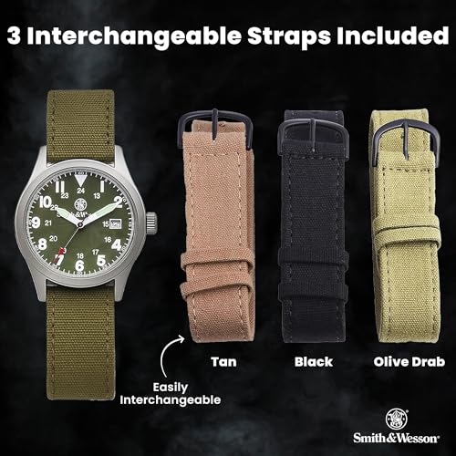 Image of Smith & Wesson Men's SWW-1464-OD Military Multi Canvas Analog Straps Watch