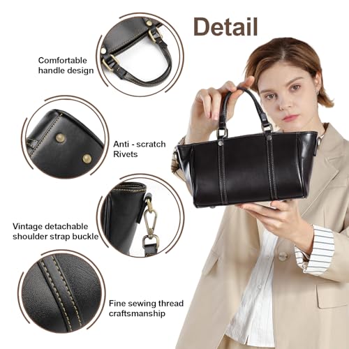 Tote Bag for Women, Genuine Leather Crossbody Handbag Purse, Satchel Designer Shoulder with 2 Shoulder Straps3