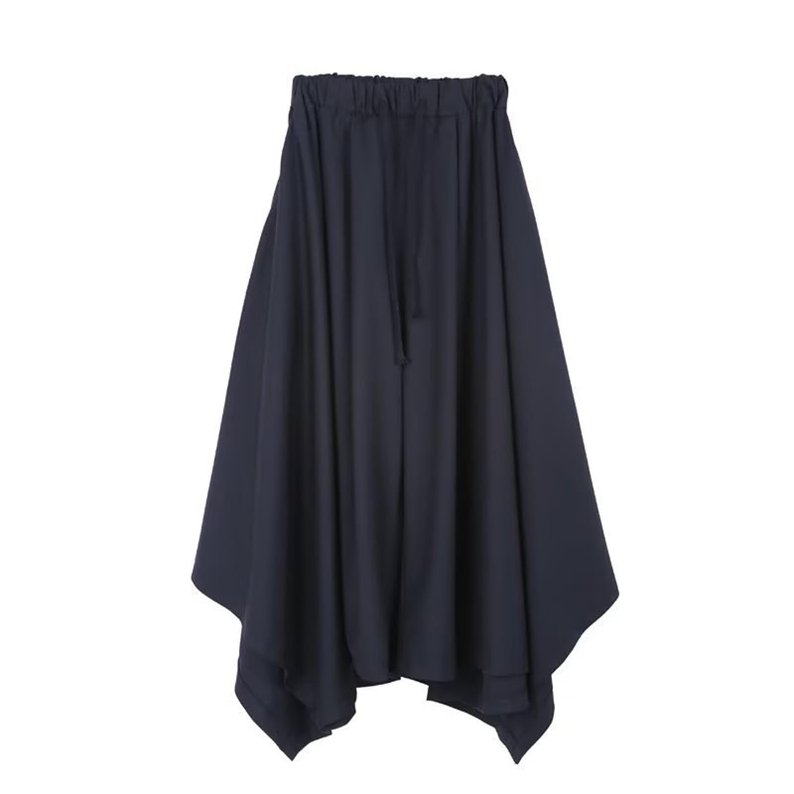 Falda de harén para hombre, estilo japonés, estilo samurai, hakama, dobladillo irregular, holgado, pierna ancha, pantalones informales, yoga, ninja, pantalones bajos, pantalones harén, hip