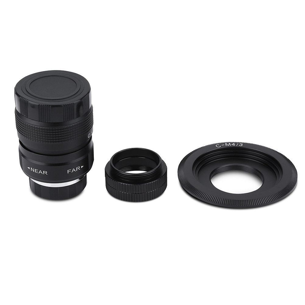 Camera Lens, C Mount Lens 25mm f 1 4 Lens Metal C M4 3 Adapter Macro Ring for EPL5 EPM3 EPL7 OM D