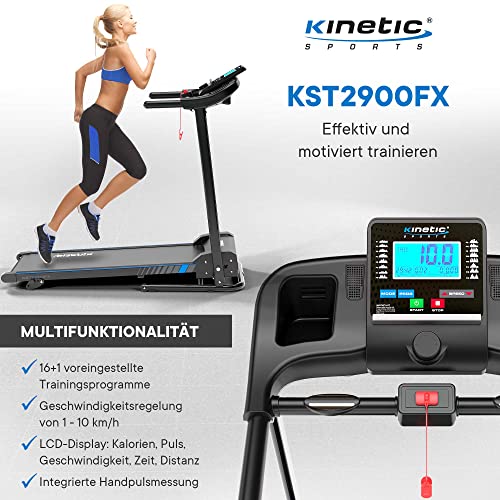 KINETIC SPORTS Laufband klappbar KST2900FX - 750 Watt leiser Elektromotor, Extra breite 40 cm...