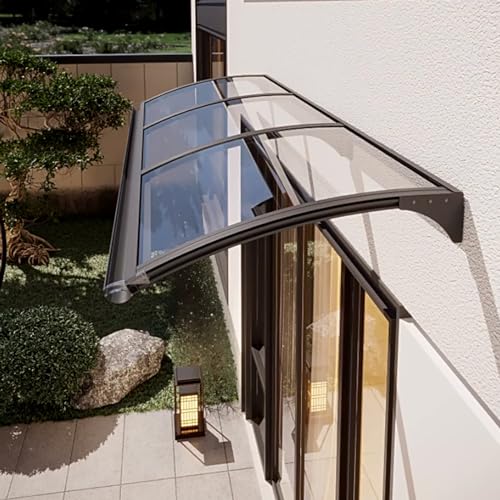 Auvent de porte incurvé en polycarbonate transparent pour jardin - 2